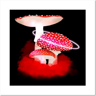 Red Space Mushrooms Posters and Art